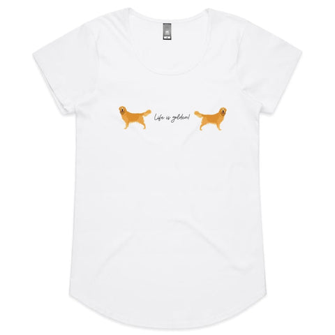 Life is Golden Womens Scoop Neck T-Shirt - White / Womens 8 