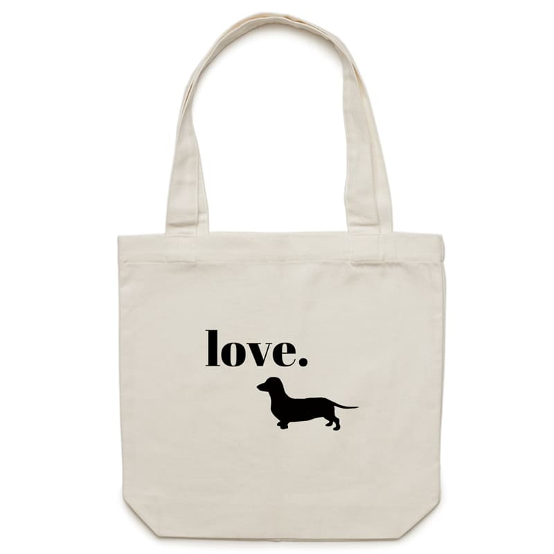 Love. Dachshund Canvas Tote Bag - Cream / One-Size - tote 