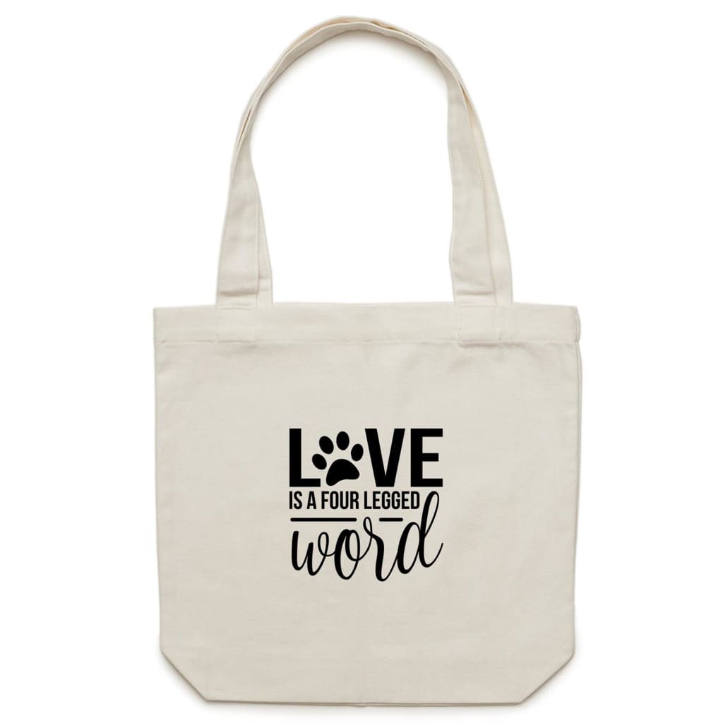 Love is a Four Legged Word Canvas Tote Bag - Cream / 