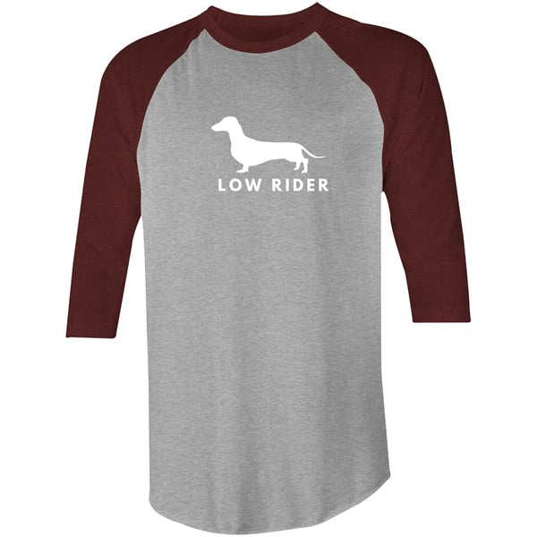 Low Rider Men’s 3/4 Sleeve T-Shirt - Grey/Burgundy / Extra 