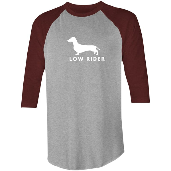 Low Rider Men’s 3/4 Sleeve T-Shirt - Grey/Burgundy / Extra 