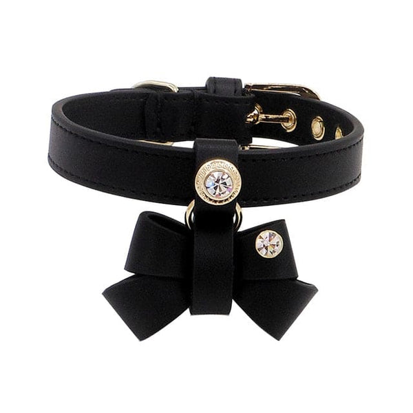 Luxe Leather Bow Tie Collar - black / L 2.2x36-44cm - Dog 