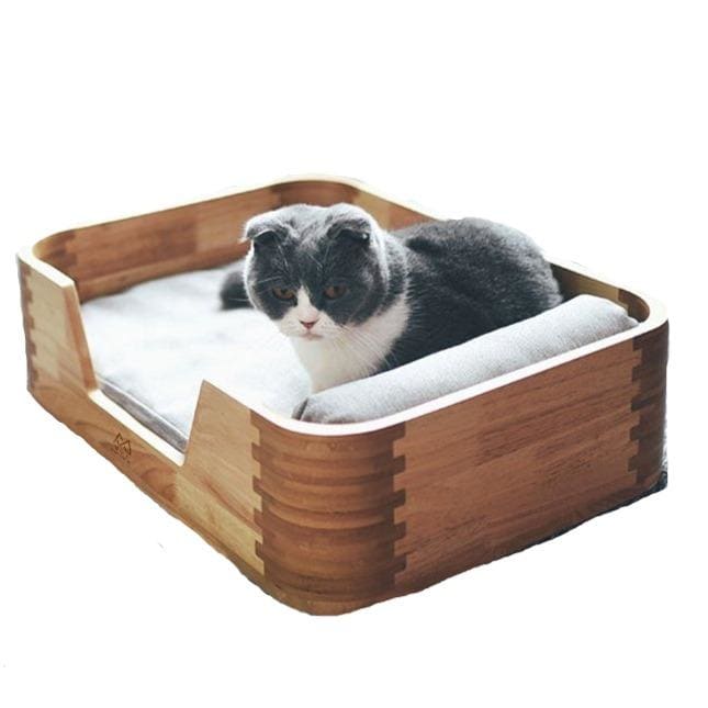 Modern Bamboo & Oak Pet Bed - Max & Cocoa 