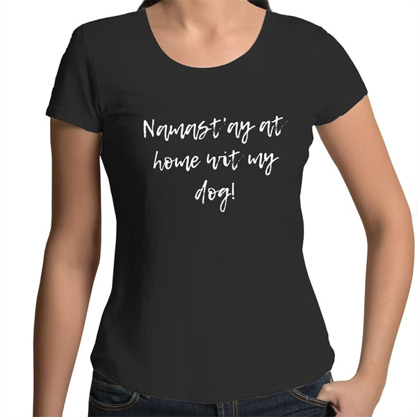 Nama’stay at Home with My Dog Womens Scoop Neck T-Shirt - 