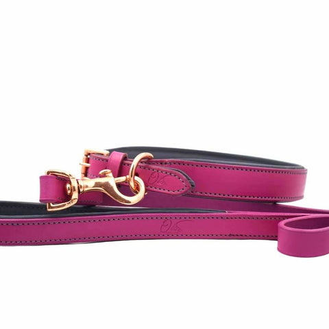 Oscar & Skye Pretty in Pink Leather Collar & Lead - leather 