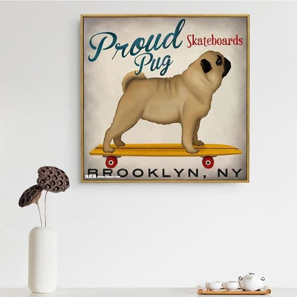 Proud Pug Skateboards Canvas Print - Max & Cocoa 