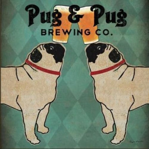 Pug & Pug Brewing Co. Canvas Print - 50x50 CM UNframed / Pug