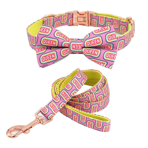 Queen Bow Tie Collar & Leash - Dog Collar & leash