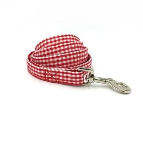 Red Gingham Bowtie Dog Collar & Leash - Max & Cocoa 