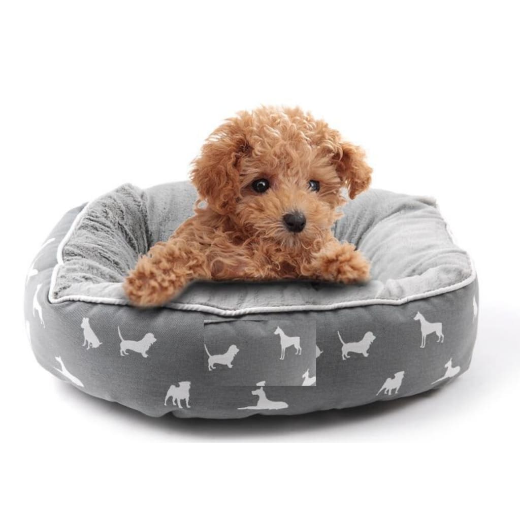 Round Plush Dog Bed - grey / Small - pet bed