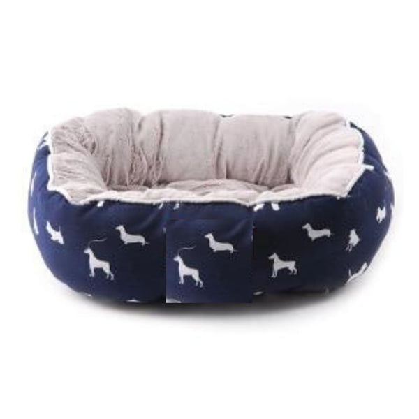 Round Plush Dog Bed - navy blue / Small - pet bed