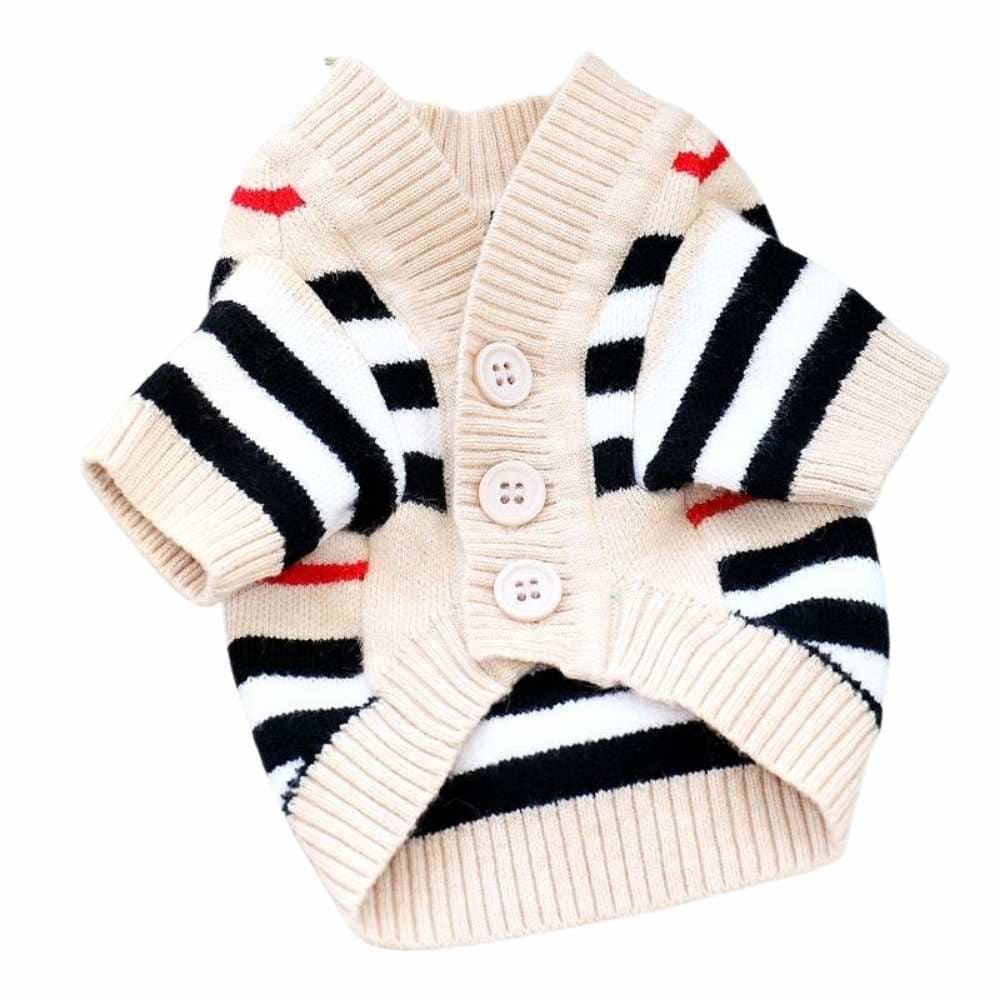 Striped Cardigan for Small Dogs - cardigan