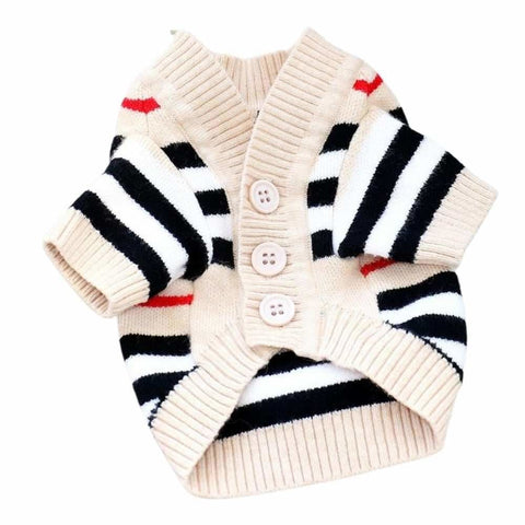 Striped Cardigan for Small Dogs - cardigan