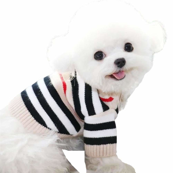 Striped Cardigan for Small Dogs - cardigan