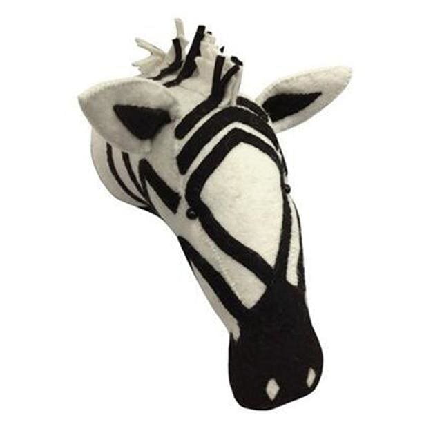 Stuffed Wall Mounted Giraffe Tiger Zebra & Elephant - Zebra 