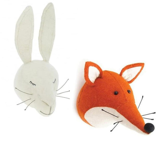 Stuffed Wall Mounted Rabbit & Fox - stuffed animal heads