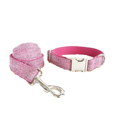 The Pink Suit Dog Collar & Leash - Dog Collar Leash Set / XS