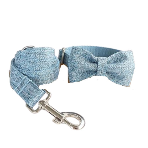 The Sky Blue Suit Bow Tie Dog Collar & Leash - Bow Tie 