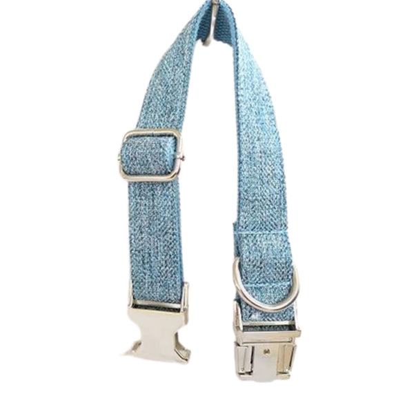 The Sky Blue Suit Dog Collar & Leash - collar