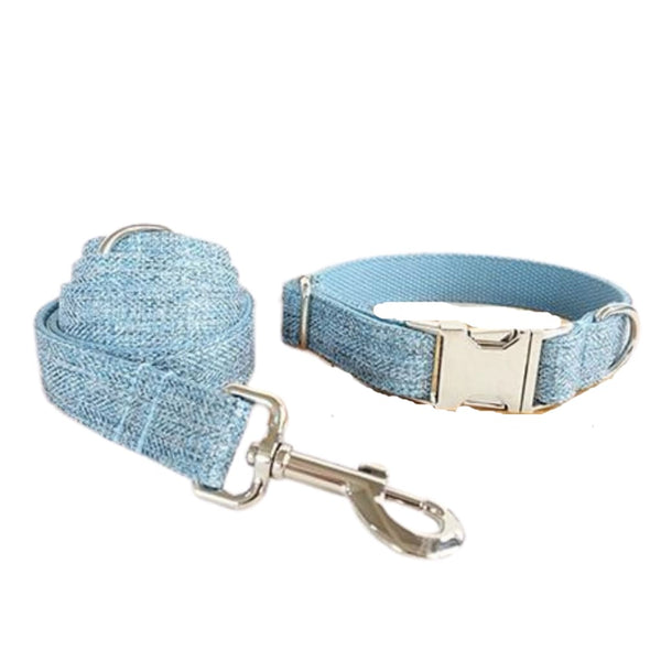 The Sky Blue Suit Dog Collar & Leash - Dog Collar Leash Set 