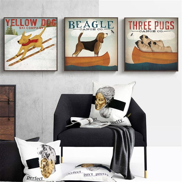 Three Pugs Canoe Company Canvas Print - Max & Cocoa 
