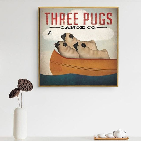 Three Pugs Canoe Company Canvas Print - Max & Cocoa 