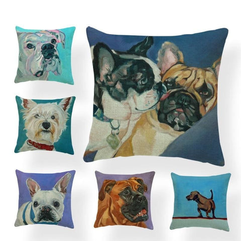 Watercolor Dog Design Throw Pillow Covers - Max & Cocoa 